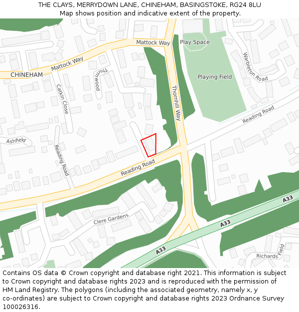 THE CLAYS, MERRYDOWN LANE, CHINEHAM, BASINGSTOKE, RG24 8LU: Location map and indicative extent of plot