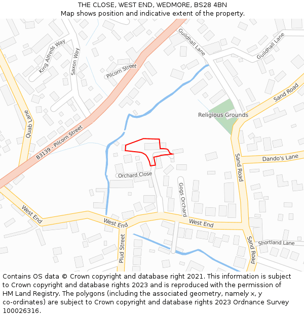 THE CLOSE, WEST END, WEDMORE, BS28 4BN: Location map and indicative extent of plot