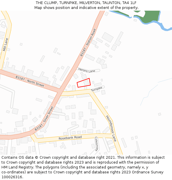 THE CLUMP, TURNPIKE, MILVERTON, TAUNTON, TA4 1LF: Location map and indicative extent of plot