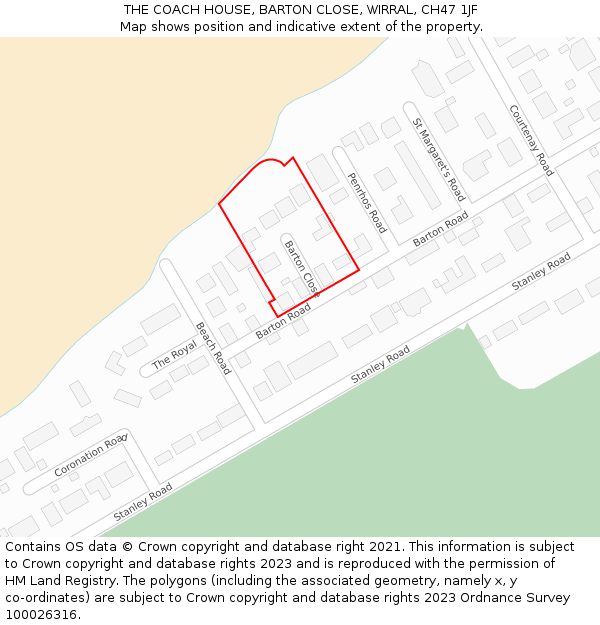 THE COACH HOUSE, BARTON CLOSE, WIRRAL, CH47 1JF: Location map and indicative extent of plot