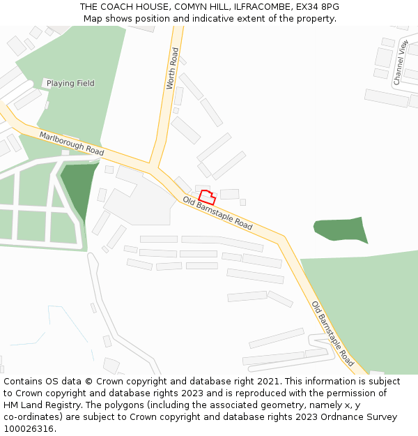 THE COACH HOUSE, COMYN HILL, ILFRACOMBE, EX34 8PG: Location map and indicative extent of plot