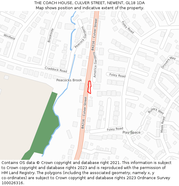 THE COACH HOUSE, CULVER STREET, NEWENT, GL18 1DA: Location map and indicative extent of plot