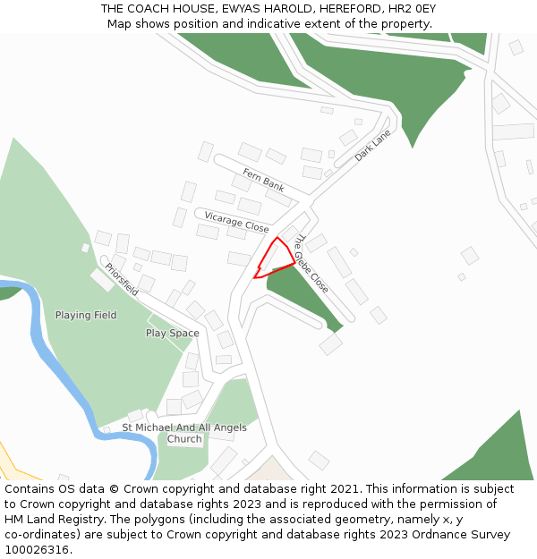 THE COACH HOUSE, EWYAS HAROLD, HEREFORD, HR2 0EY: Location map and indicative extent of plot