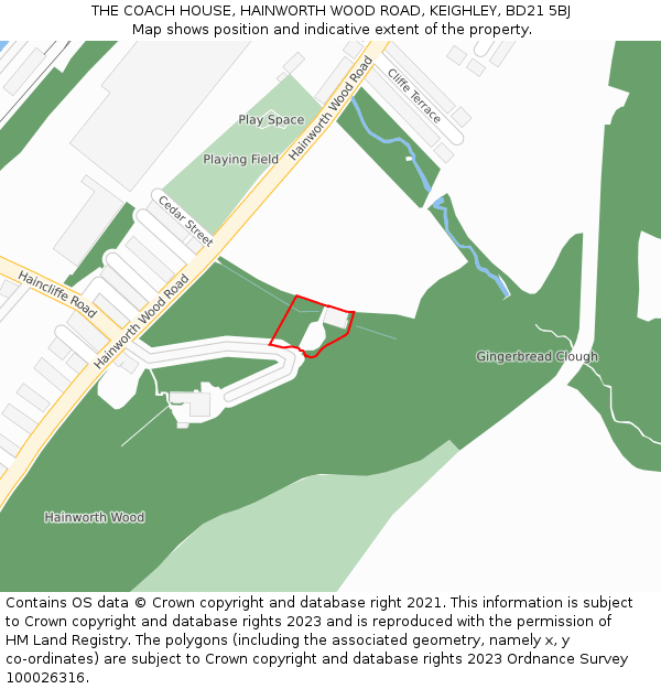 THE COACH HOUSE, HAINWORTH WOOD ROAD, KEIGHLEY, BD21 5BJ: Location map and indicative extent of plot