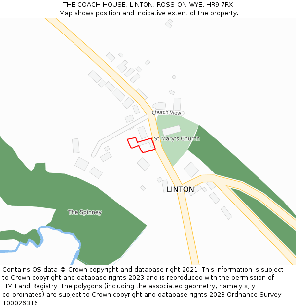 THE COACH HOUSE, LINTON, ROSS-ON-WYE, HR9 7RX: Location map and indicative extent of plot
