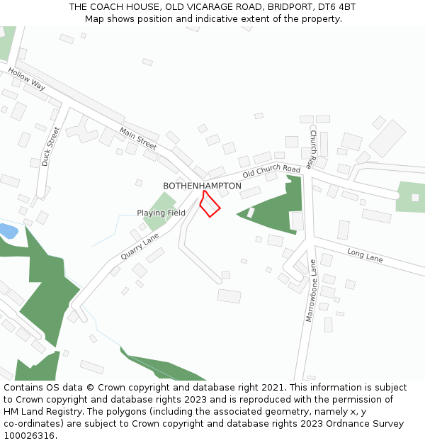 THE COACH HOUSE, OLD VICARAGE ROAD, BRIDPORT, DT6 4BT: Location map and indicative extent of plot