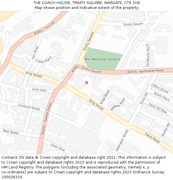 THE COACH HOUSE, TRINITY SQUARE, MARGATE, CT9 1HS: Location map and indicative extent of plot
