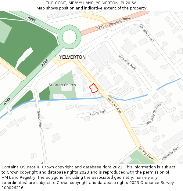 THE CONE, MEAVY LANE, YELVERTON, PL20 6AJ: Location map and indicative extent of plot