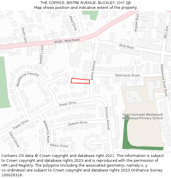 THE COPPICE, BISTRE AVENUE, BUCKLEY, CH7 2JE: Location map and indicative extent of plot