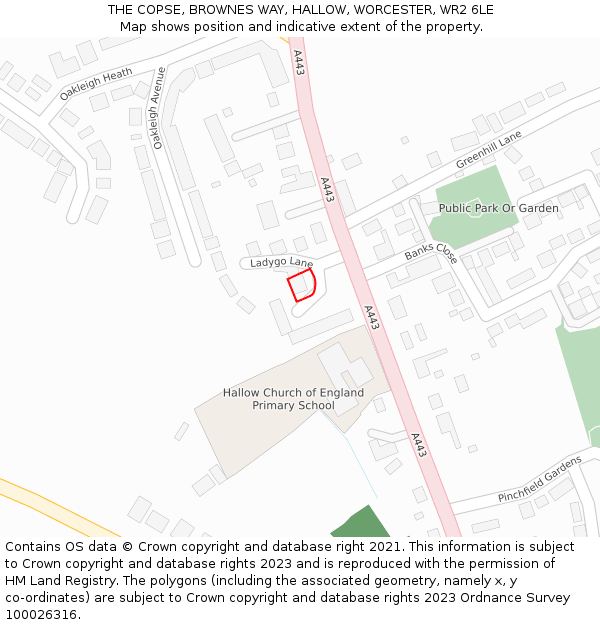 THE COPSE, BROWNES WAY, HALLOW, WORCESTER, WR2 6LE: Location map and indicative extent of plot