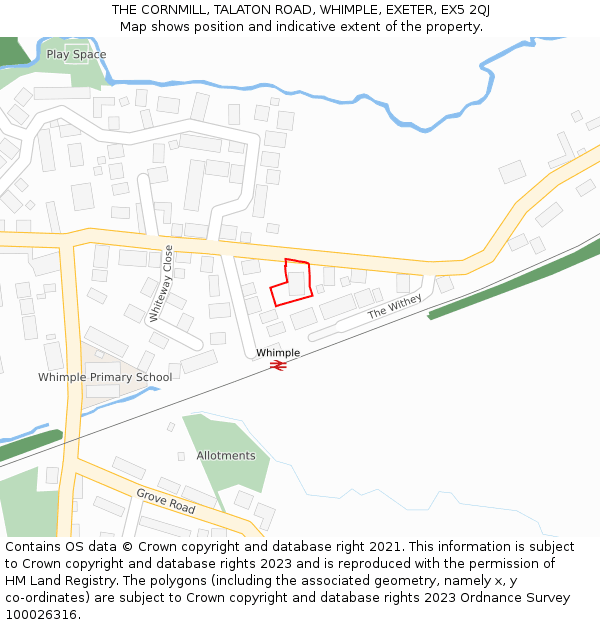 THE CORNMILL, TALATON ROAD, WHIMPLE, EXETER, EX5 2QJ: Location map and indicative extent of plot