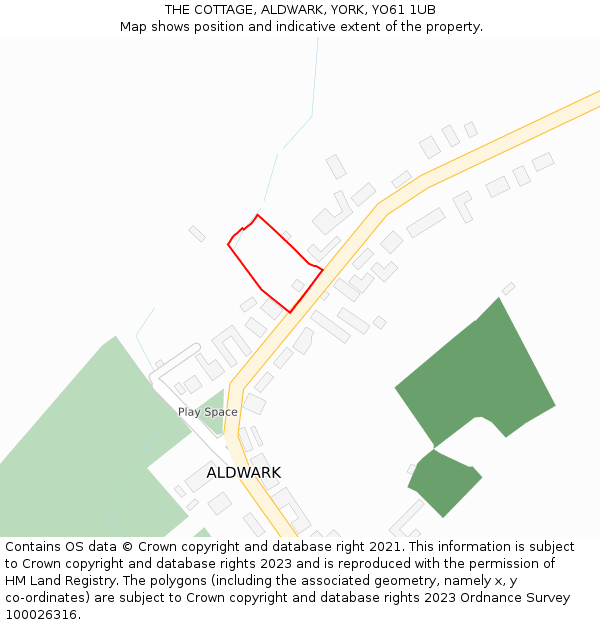 THE COTTAGE, ALDWARK, YORK, YO61 1UB: Location map and indicative extent of plot