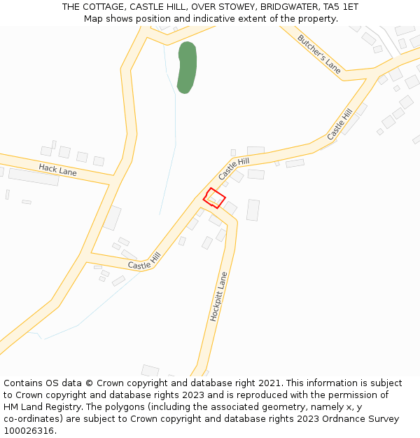 THE COTTAGE, CASTLE HILL, OVER STOWEY, BRIDGWATER, TA5 1ET: Location map and indicative extent of plot