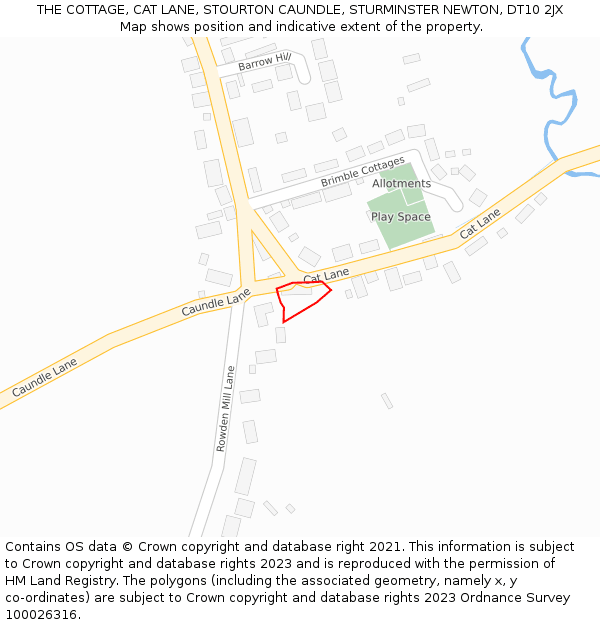 THE COTTAGE, CAT LANE, STOURTON CAUNDLE, STURMINSTER NEWTON, DT10 2JX: Location map and indicative extent of plot