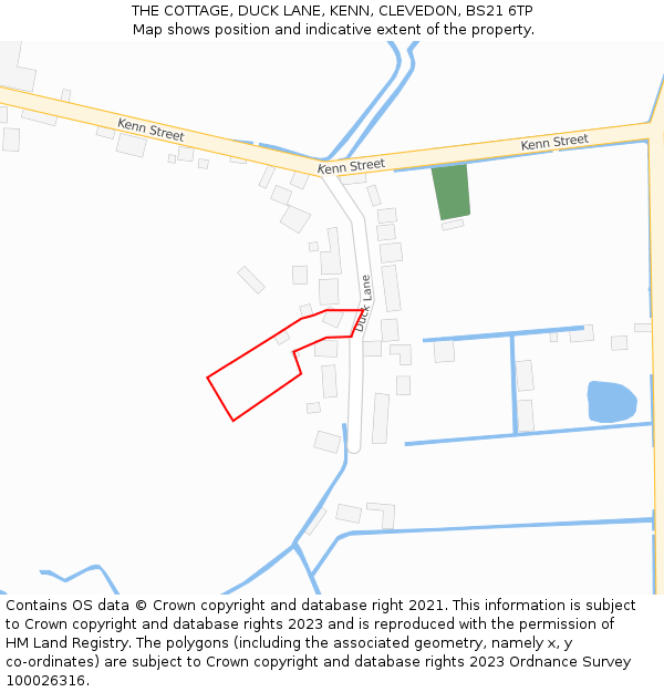 THE COTTAGE, DUCK LANE, KENN, CLEVEDON, BS21 6TP: Location map and indicative extent of plot