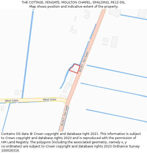 THE COTTAGE, FENGATE, MOULTON CHAPEL, SPALDING, PE12 0XL: Location map and indicative extent of plot