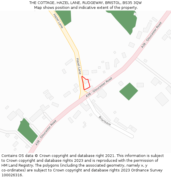 THE COTTAGE, HAZEL LANE, RUDGEWAY, BRISTOL, BS35 3QW: Location map and indicative extent of plot