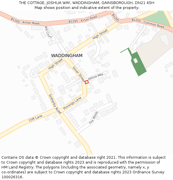 THE COTTAGE, JOSHUA WAY, WADDINGHAM, GAINSBOROUGH, DN21 4SH: Location map and indicative extent of plot