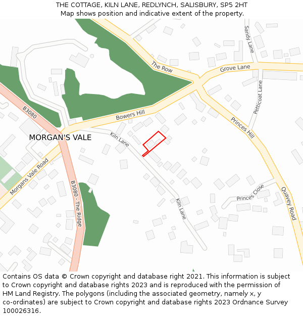 THE COTTAGE, KILN LANE, REDLYNCH, SALISBURY, SP5 2HT: Location map and indicative extent of plot