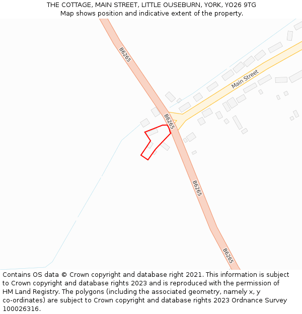 THE COTTAGE, MAIN STREET, LITTLE OUSEBURN, YORK, YO26 9TG: Location map and indicative extent of plot