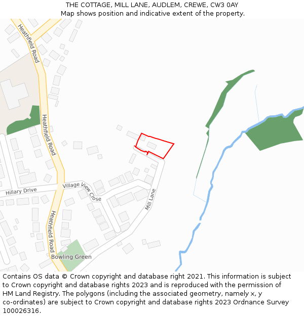 THE COTTAGE, MILL LANE, AUDLEM, CREWE, CW3 0AY: Location map and indicative extent of plot