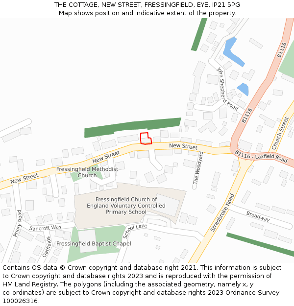 THE COTTAGE, NEW STREET, FRESSINGFIELD, EYE, IP21 5PG: Location map and indicative extent of plot
