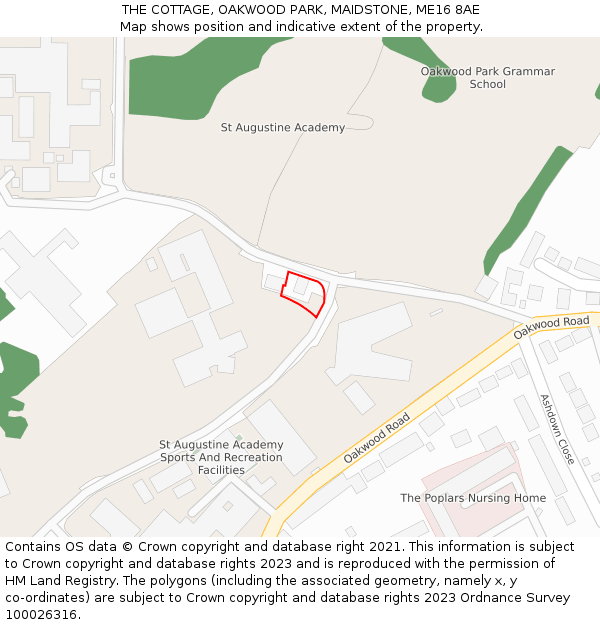 THE COTTAGE, OAKWOOD PARK, MAIDSTONE, ME16 8AE: Location map and indicative extent of plot