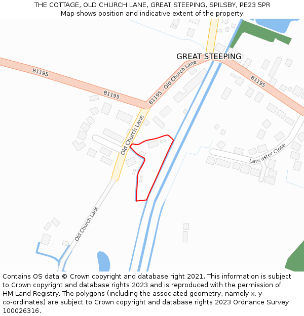 THE COTTAGE, OLD CHURCH LANE, GREAT STEEPING, SPILSBY, PE23 5PR: Location map and indicative extent of plot