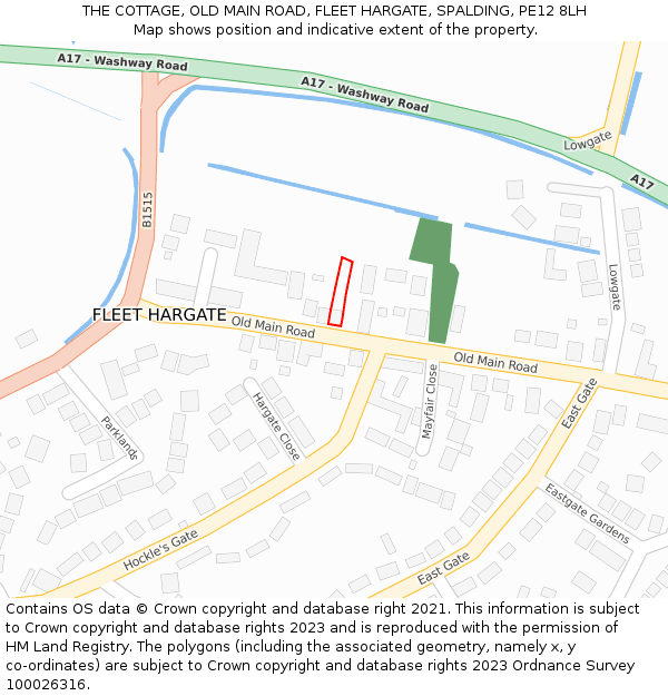 THE COTTAGE, OLD MAIN ROAD, FLEET HARGATE, SPALDING, PE12 8LH: Location map and indicative extent of plot