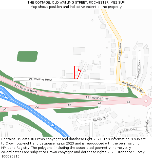 THE COTTAGE, OLD WATLING STREET, ROCHESTER, ME2 3UF: Location map and indicative extent of plot