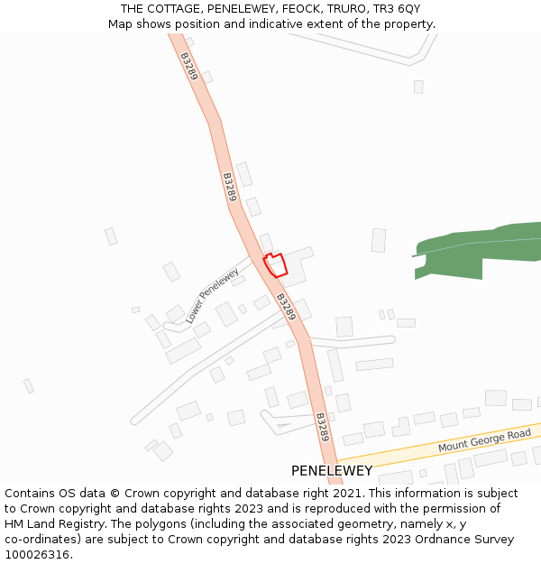 THE COTTAGE, PENELEWEY, FEOCK, TRURO, TR3 6QY: Location map and indicative extent of plot