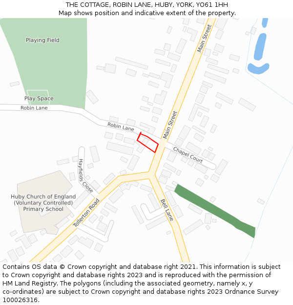 THE COTTAGE, ROBIN LANE, HUBY, YORK, YO61 1HH: Location map and indicative extent of plot