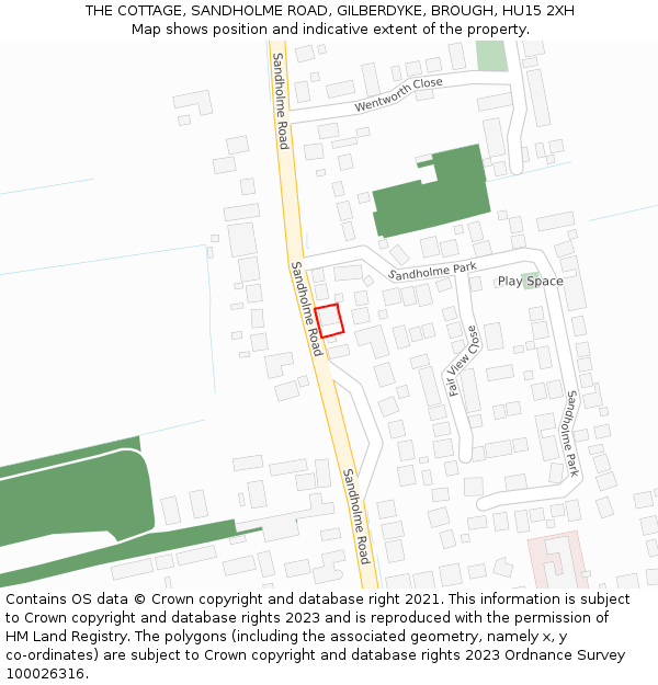 THE COTTAGE, SANDHOLME ROAD, GILBERDYKE, BROUGH, HU15 2XH: Location map and indicative extent of plot