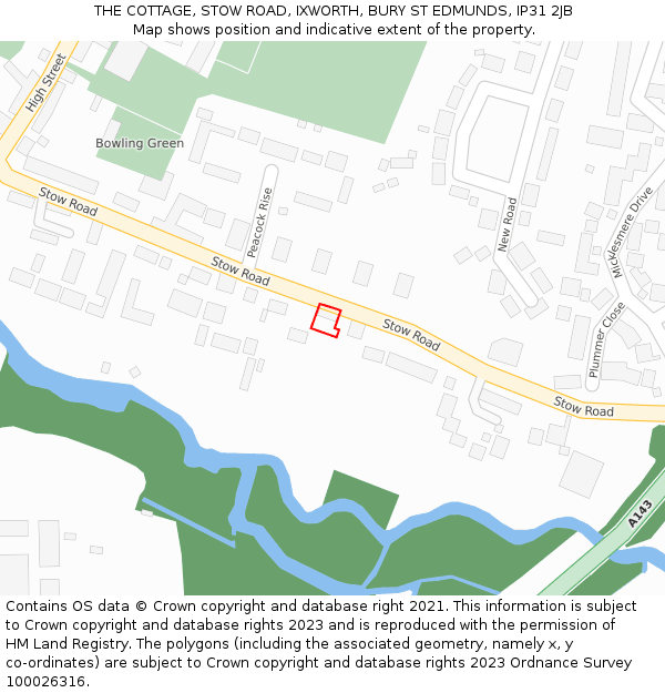 THE COTTAGE, STOW ROAD, IXWORTH, BURY ST EDMUNDS, IP31 2JB: Location map and indicative extent of plot