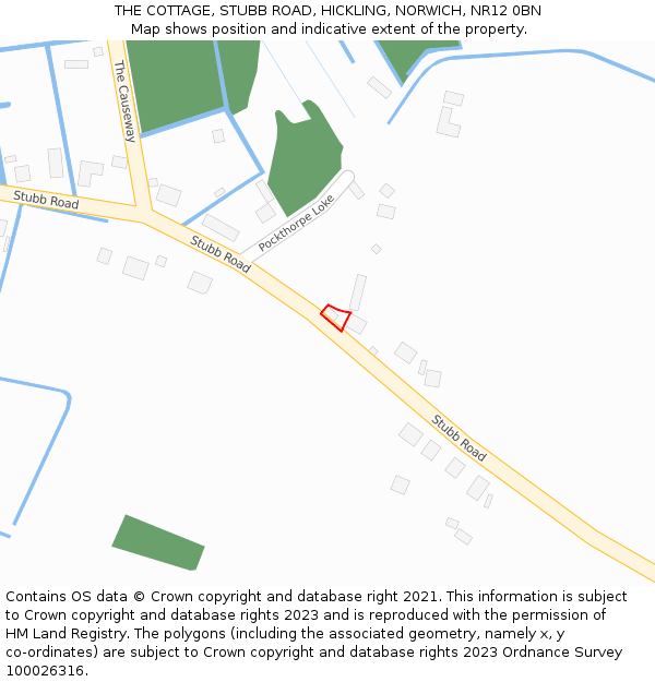 THE COTTAGE, STUBB ROAD, HICKLING, NORWICH, NR12 0BN: Location map and indicative extent of plot