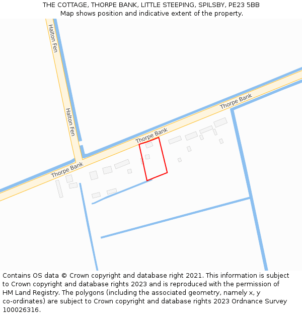 THE COTTAGE, THORPE BANK, LITTLE STEEPING, SPILSBY, PE23 5BB: Location map and indicative extent of plot