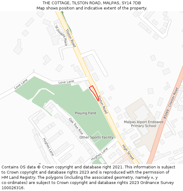 THE COTTAGE, TILSTON ROAD, MALPAS, SY14 7DB: Location map and indicative extent of plot