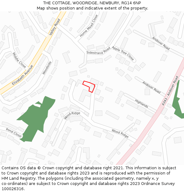 THE COTTAGE, WOODRIDGE, NEWBURY, RG14 6NP: Location map and indicative extent of plot