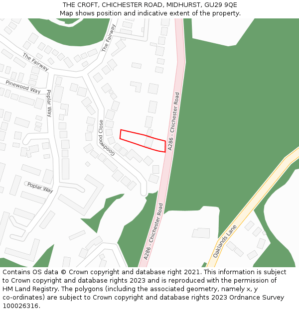 THE CROFT, CHICHESTER ROAD, MIDHURST, GU29 9QE: Location map and indicative extent of plot