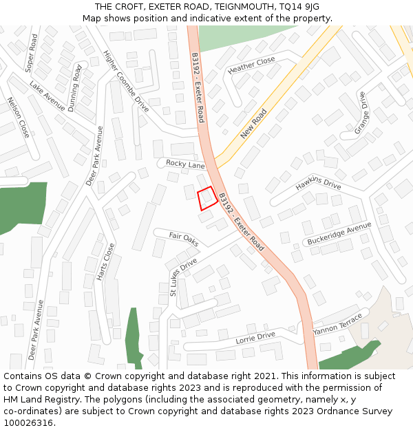 THE CROFT, EXETER ROAD, TEIGNMOUTH, TQ14 9JG: Location map and indicative extent of plot