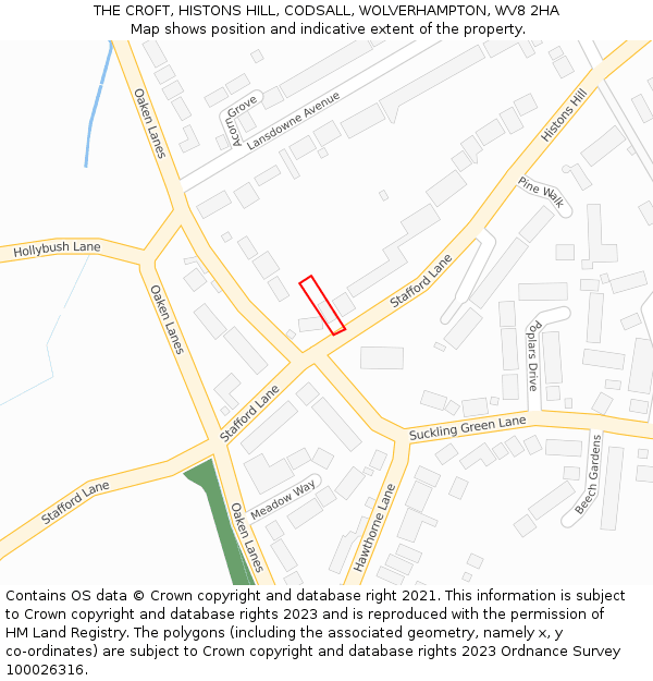 THE CROFT, HISTONS HILL, CODSALL, WOLVERHAMPTON, WV8 2HA: Location map and indicative extent of plot