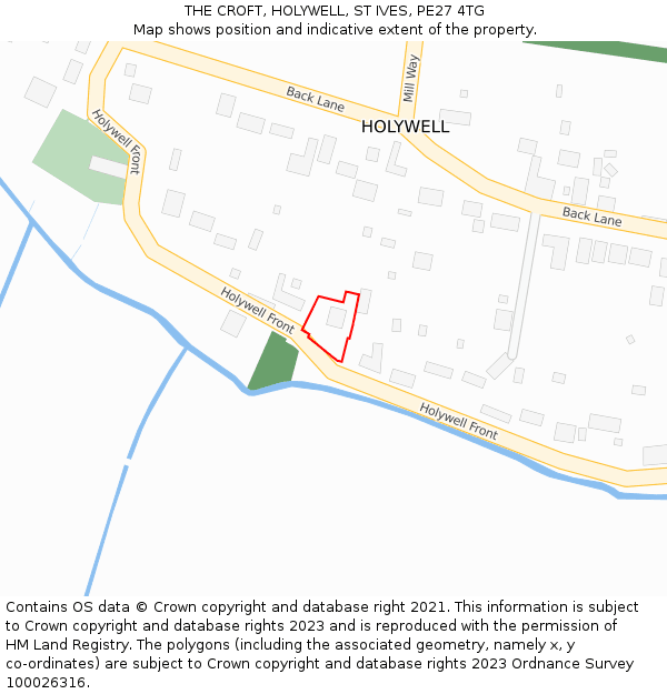 THE CROFT, HOLYWELL, ST IVES, PE27 4TG: Location map and indicative extent of plot