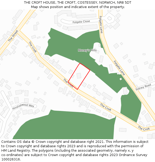 THE CROFT HOUSE, THE CROFT, COSTESSEY, NORWICH, NR8 5DT: Location map and indicative extent of plot