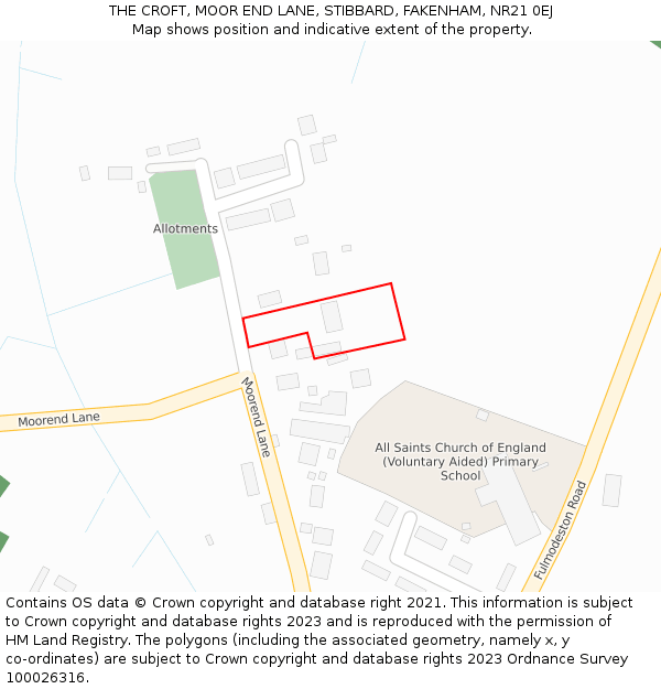 THE CROFT, MOOR END LANE, STIBBARD, FAKENHAM, NR21 0EJ: Location map and indicative extent of plot