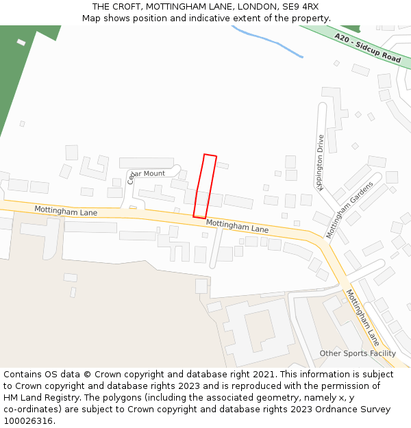 THE CROFT, MOTTINGHAM LANE, LONDON, SE9 4RX: Location map and indicative extent of plot