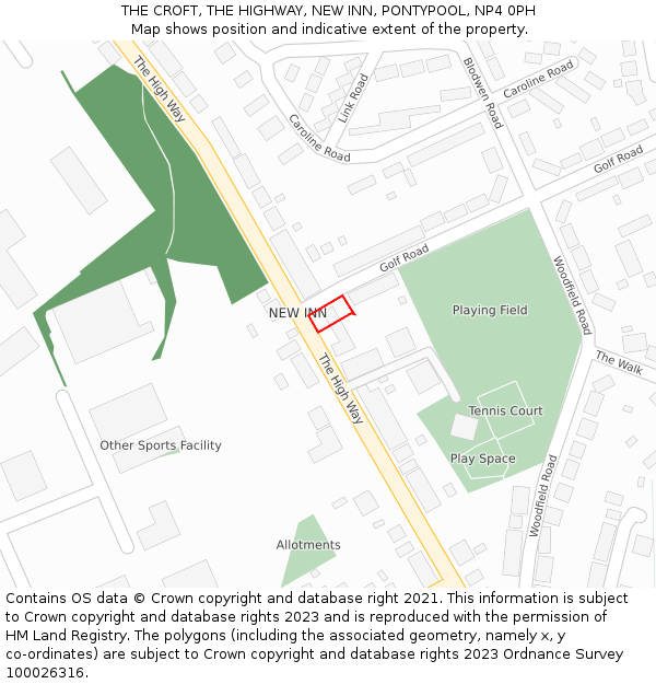THE CROFT, THE HIGHWAY, NEW INN, PONTYPOOL, NP4 0PH: Location map and indicative extent of plot