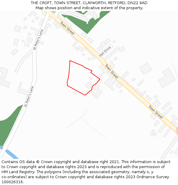 THE CROFT, TOWN STREET, CLAYWORTH, RETFORD, DN22 9AD: Location map and indicative extent of plot