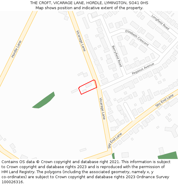 THE CROFT, VICARAGE LANE, HORDLE, LYMINGTON, SO41 0HS: Location map and indicative extent of plot