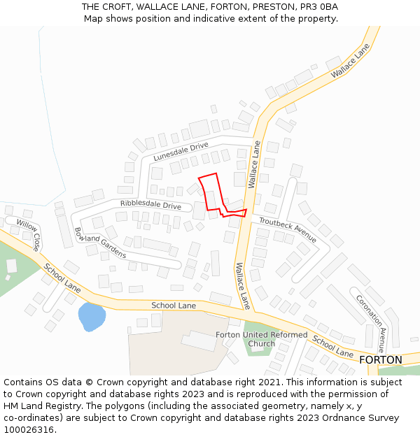 THE CROFT, WALLACE LANE, FORTON, PRESTON, PR3 0BA: Location map and indicative extent of plot