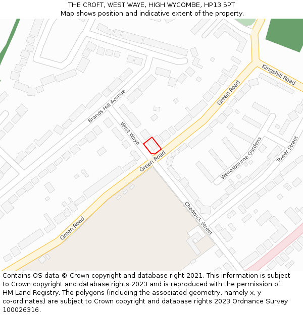 THE CROFT, WEST WAYE, HIGH WYCOMBE, HP13 5PT: Location map and indicative extent of plot